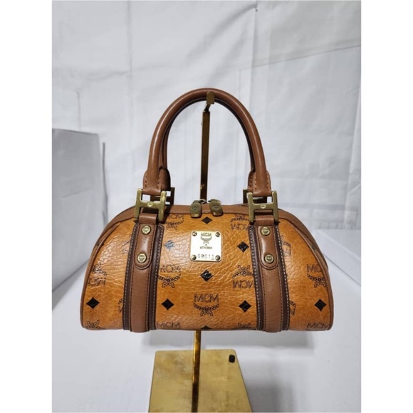 Authentic MCM Visetos Bowling Bag Brown - Picture 14 of 15